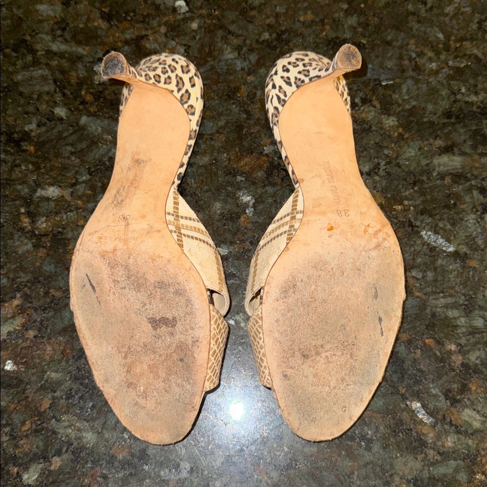 VINTAGE MANOLO BLAHNIK PATCHWORK LEOPARD SNAKESKI… - image 4